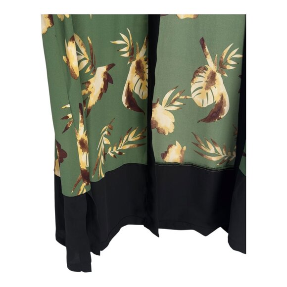 LuLaRoe Womens Floral Print Kimono Cardigan Green/Black Trim Size L Open Front - Picture 9 of 11